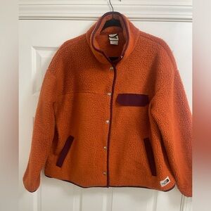 The North Face Orange Fleece with Burgundy Trim